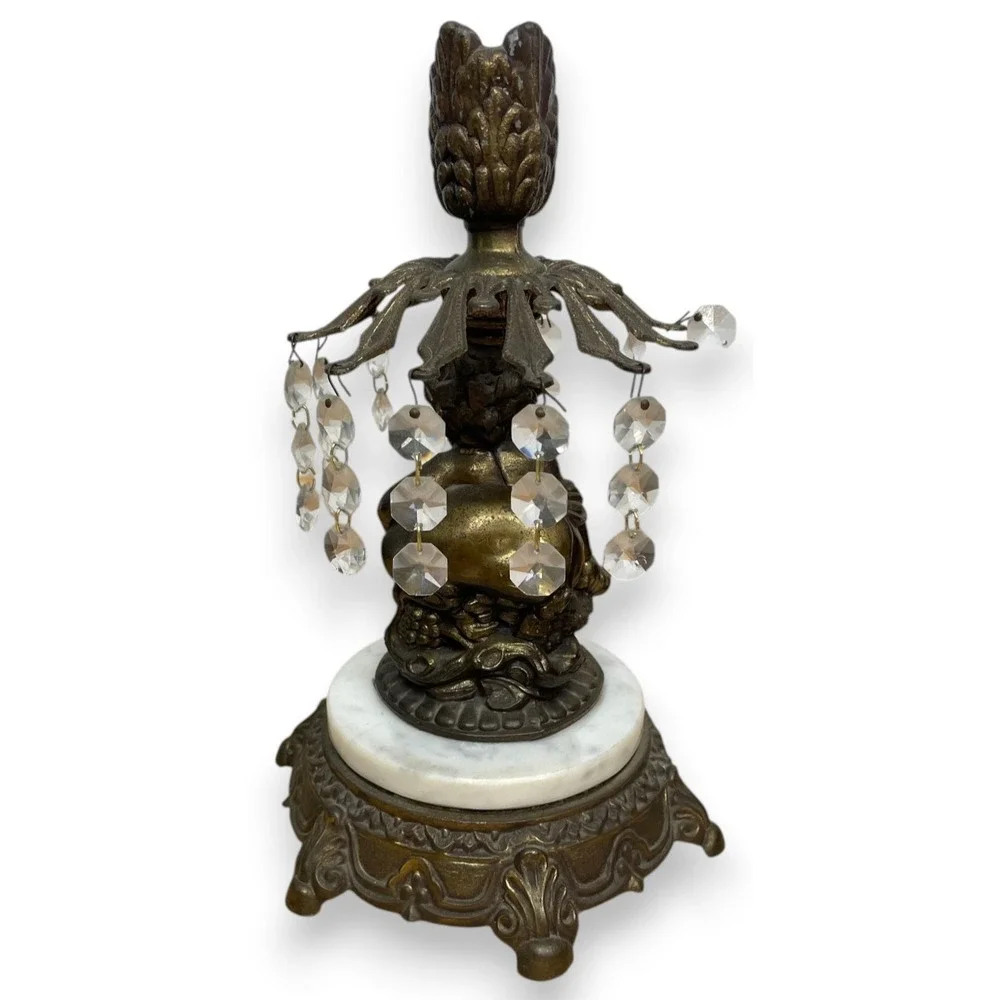 Vintage Loevsky & Loevsky Cherub Brass Table Lamp Base Marble Hollywood Regency